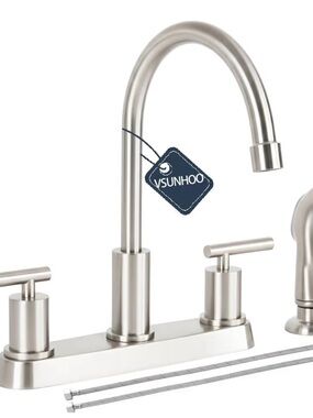 Brushed Nickel Two-Handle Kitchen Faucet 3 or 4 hole RV